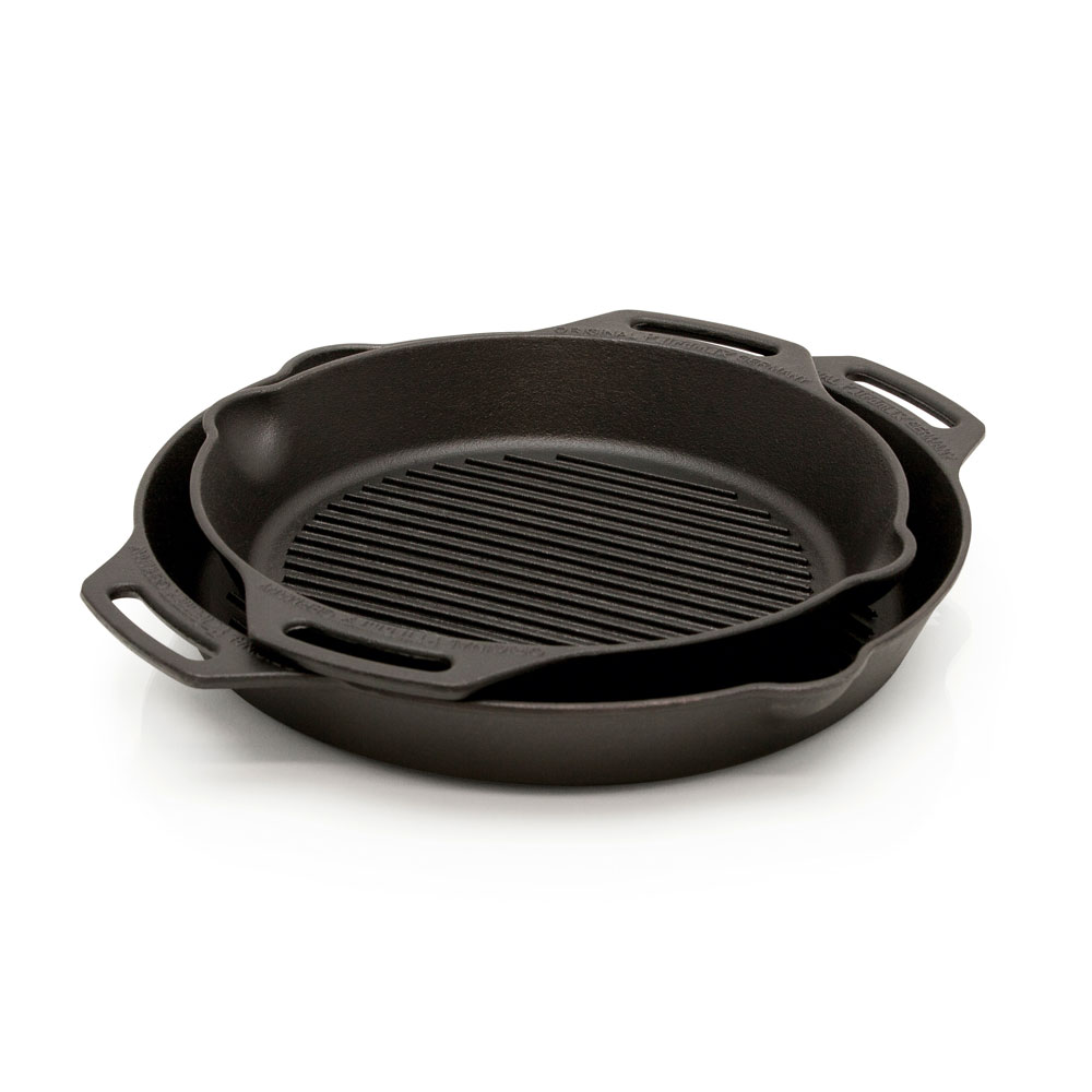 Grilovací litinová pánev se dvěma úchyty gp35h