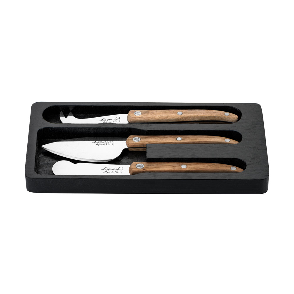 LAGUIOLE Innovation - nože na sýr 3 ks, rukojeť dubová